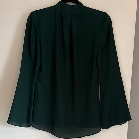 le chateau Dark Green Split-Neck Button Blouse - Picture 6 of 7